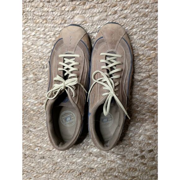 Skechers Biker Casual Walking Brown Leather Dress Shoes Work - Picture 6 of 10